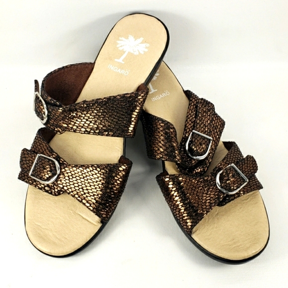 Ingaro NEW! Bucky Metallic Brown, Slip On, Adjustable Straps Sandal. Women's 8M - Picture 2 of 12